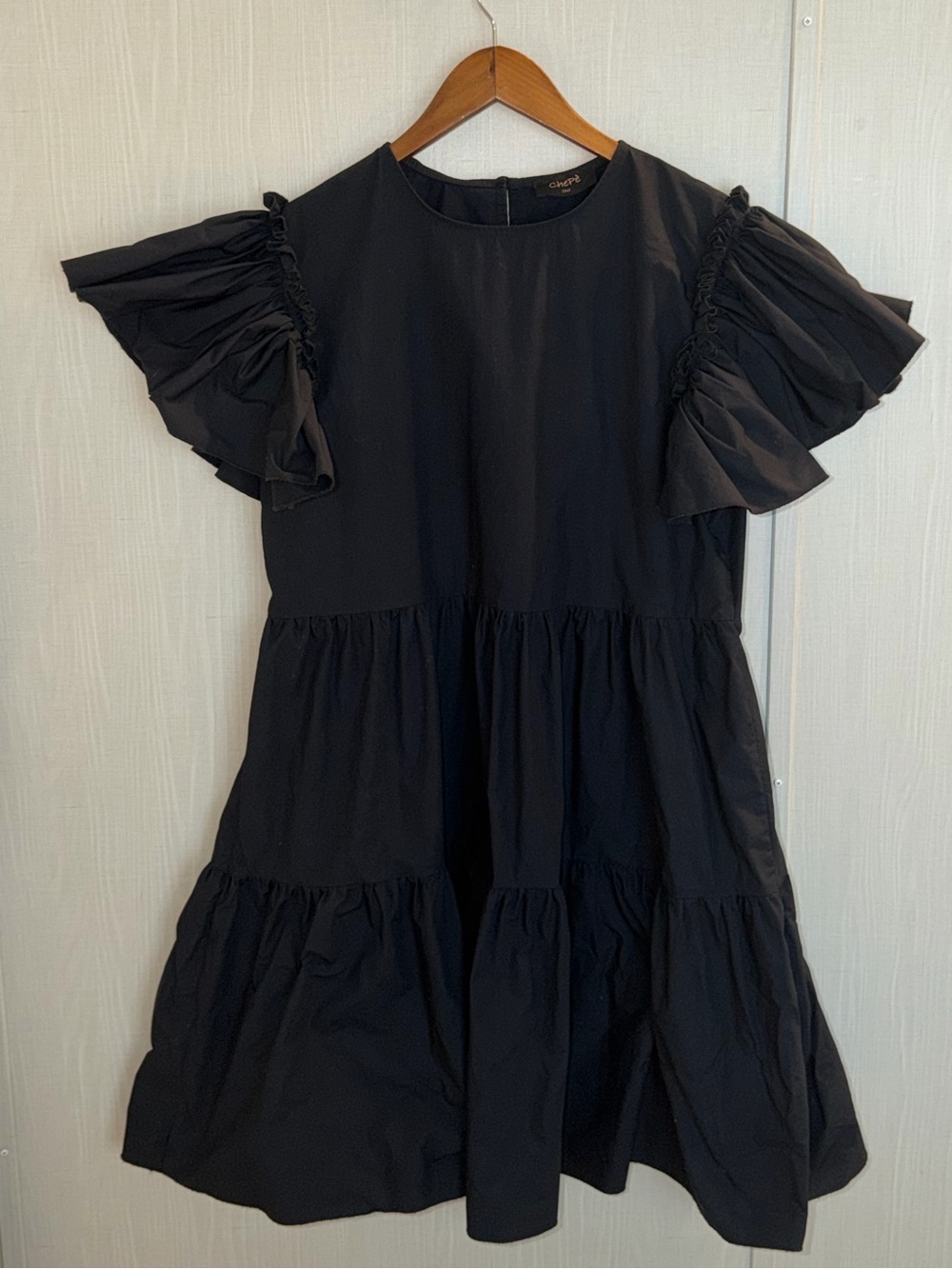 Chepe Italy Black 100% Cotton Sleeveless Dress Size Large Preppy Feminine